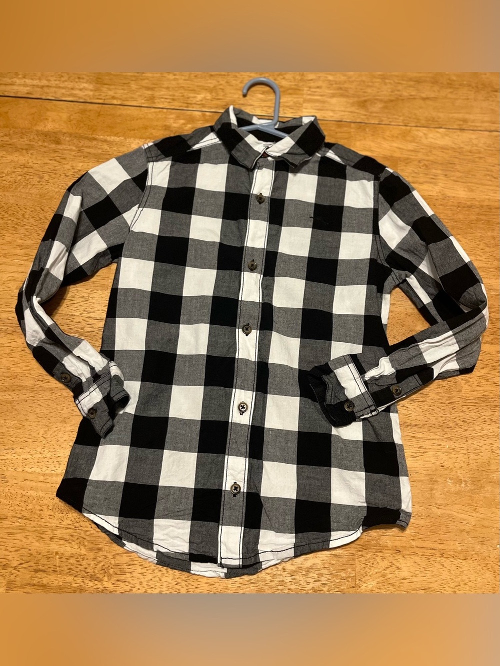 Tommy Bahama Black & White Buffalo Check Button-Down Shirt, kids size 8